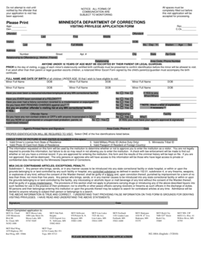 Minnesota Visiting Privilege Application Form
