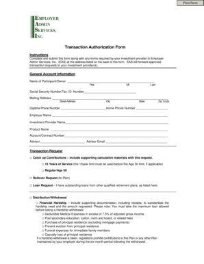 Transaction Authorization Form