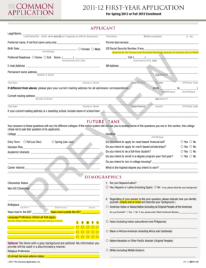 2011-12 First-year Application Form