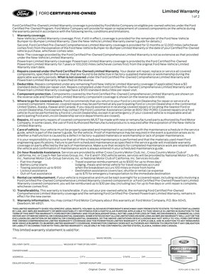 Ford Certified Pre-Owned Limited Warranty