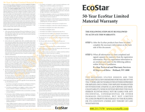 50-Year EcoStar Limited Material Warranty