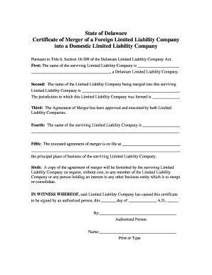 Certificate of Merger or Consolidation of Limited Liability Company