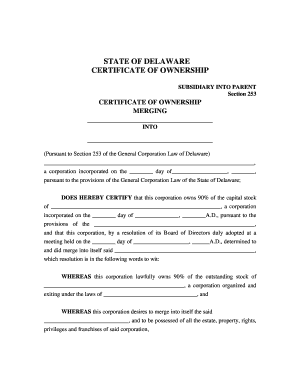 Delaware Certificate of Ownership & Merger