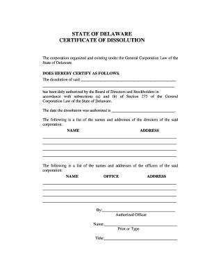 Delaware Certificate of Dissolution