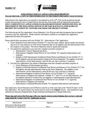 Subcontractor Pay Application Requirements