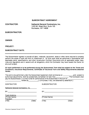 Subcontract Agreement
