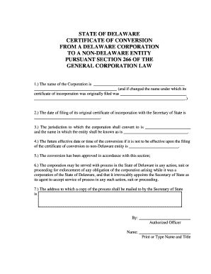 Delaware Certificate of Conversion