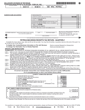 Delaware Petroleum Gross Receipts Tax Return