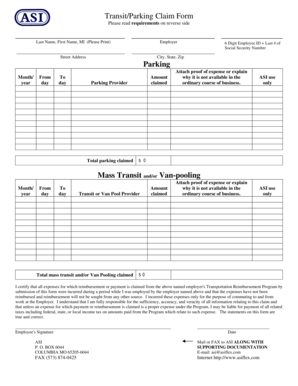 Transit Parking Claim Form