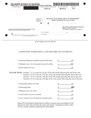 Delaware Corporate Tentative Tax Return Form 1100-T