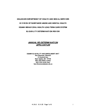 Delaware Behavioral Health Long Term Care Eligibility Redetermination Application