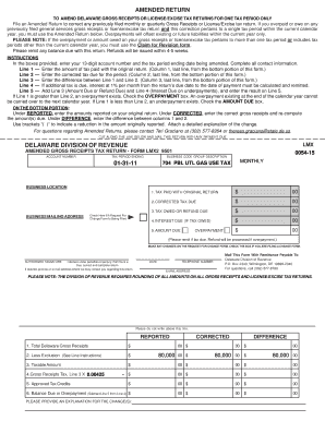 Delaware Amended Gross Receipts Tax Return