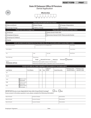 Dental Application Form