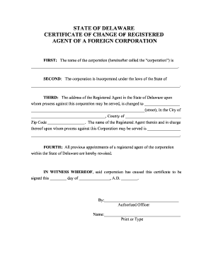 Delaware Foreign Corporation Change of Agent