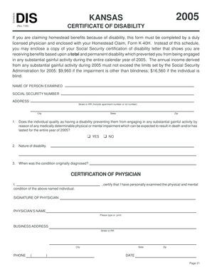 Kansas Certificate of Disability