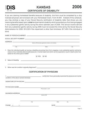 Kansas Certificate of Disability