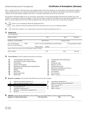 Multi-State Tax Exemption Certificate