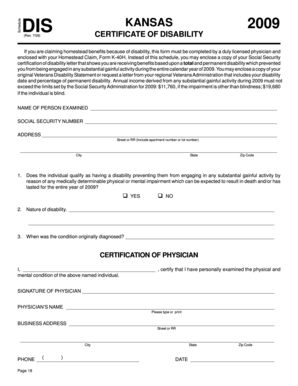 Kansas Certificate of Disability