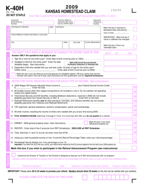 Kansas Homestead Claim Form K-40H