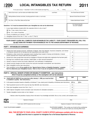 2011 Kansas Local Intangibles Tax Return