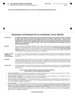 Delaware Form 200-ES Declaration of Estimated Income Tax