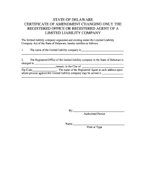 Certificate of Amendment Changing Registered Office/Agent