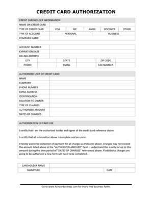 Credit Card Authorization Form