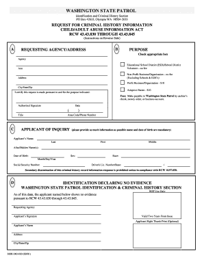 Washington State Patrol Criminal History Request Form