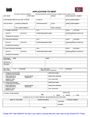 California Rental Application Form