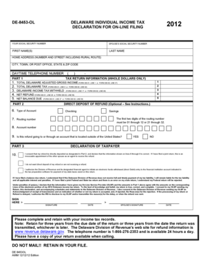 Delaware Individual Income Tax Declaration
