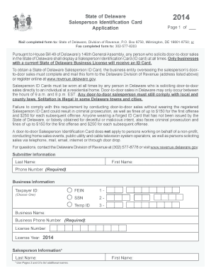 Delaware Salesperson Identification Card Application