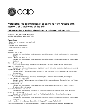 Protocol for the Examination of Specimens From Patients With Merkel Cell Carcinoma of the Skin - cap