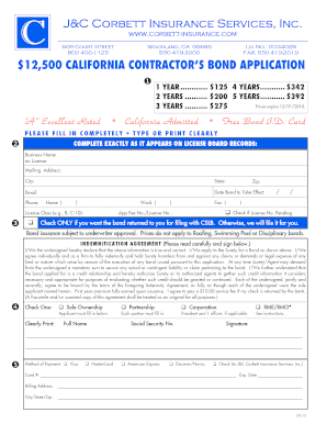 California Contractor’s Bond Application