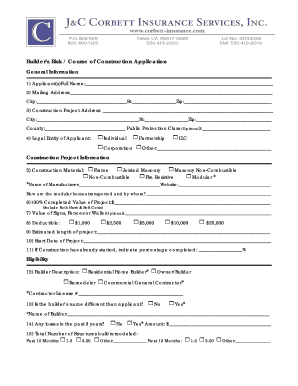 Builder's Risk Insurance Application