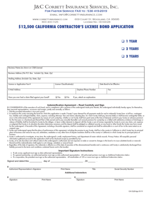California Contractor’s License Bond Application