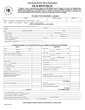 Insurance Broker Bond Application