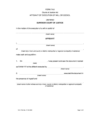 Affidavit of Execution of Will or Codicil