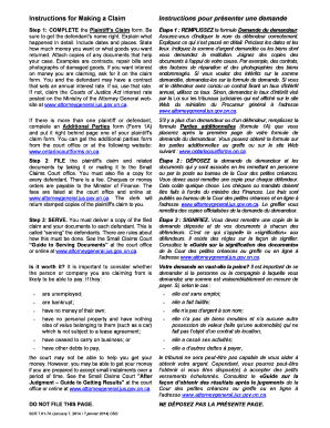 Ontario Plaintiff’s Claim Form