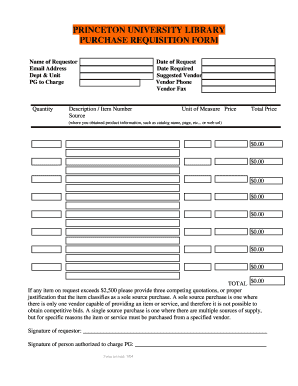 Purchase Requisition Form - Princeton University Library