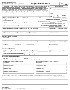 Oversize/Overweight Permit Application