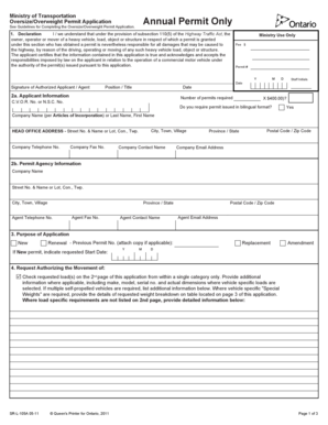 Ontario Oversize Overweight Permit Application
