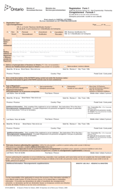 Ontario Business Names Registration Form 1