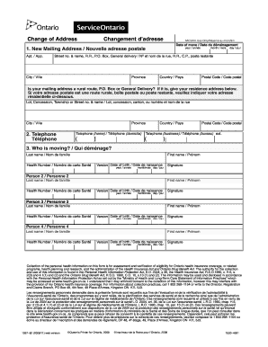 Ontario Health Card Change of Address Form