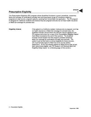 California Presumptive Eligibility Application