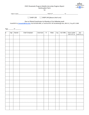 Weekly Internship Progress Report Continuation Form