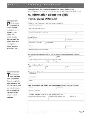 Ontario Child Name Change Application