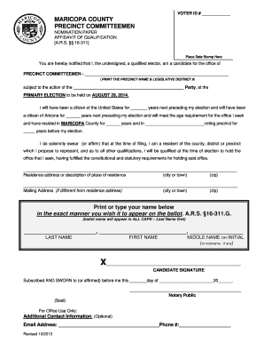 Arizona Precinct Committeemen Nomination Paper
