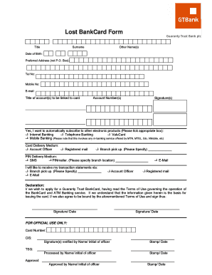 Guaranty Trust BankCard Application Form