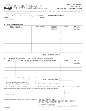 Autism Programs Expense Form