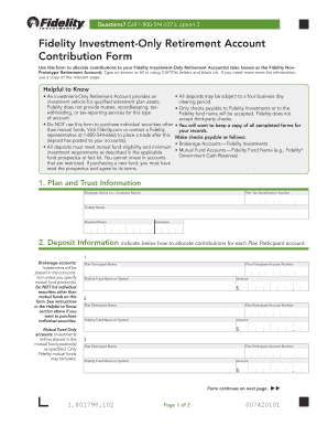 Fidelity Investment-Only Retirement Account Contribution Form